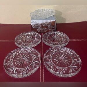 Godinger Dublin Clear Crystal Coasters Set of 6 Shannon by Godinger
